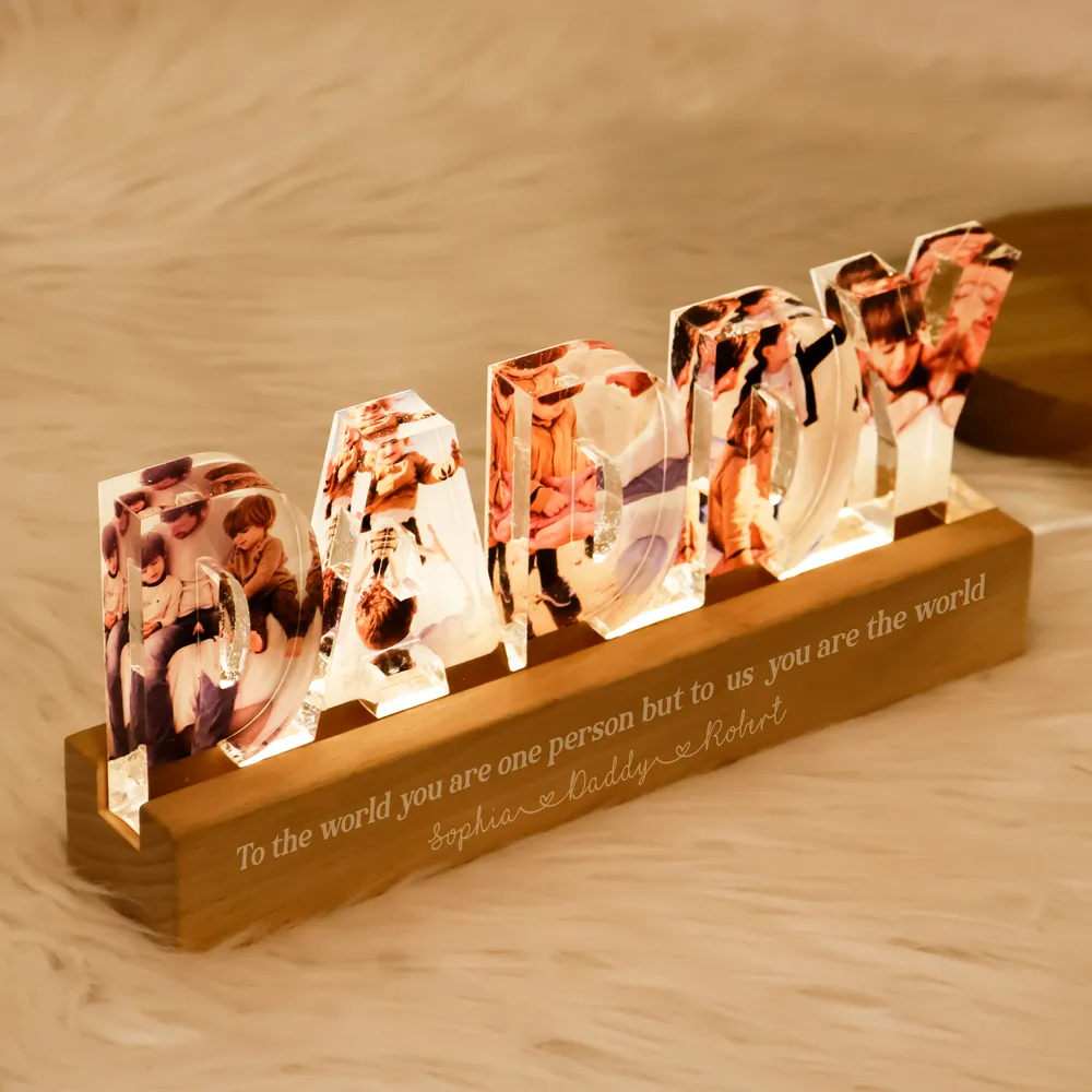 Daddy To Us You Are The World Photo Collage - Personalized LED Night Light
