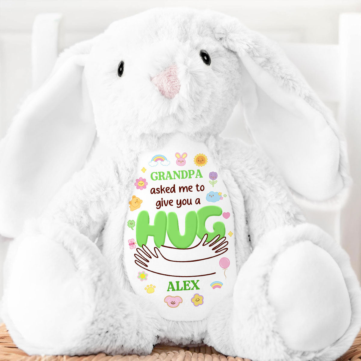 Grandma's Hug - Personalized Custom Easter Bunny Plush Gift For Family Members