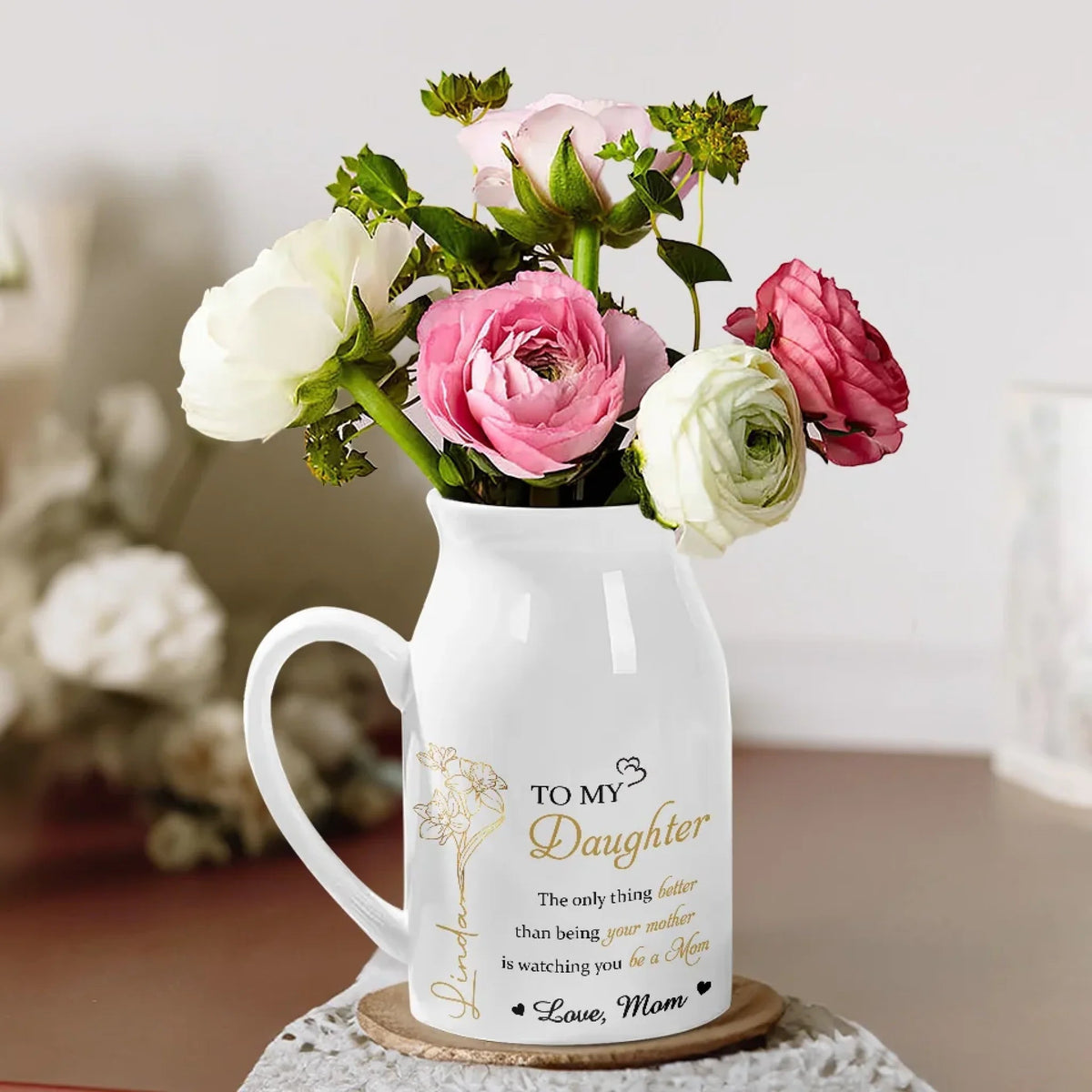 Personalized Custom Home Decor Flower Vase - House Warming Gift For Daughter, Granddaughter