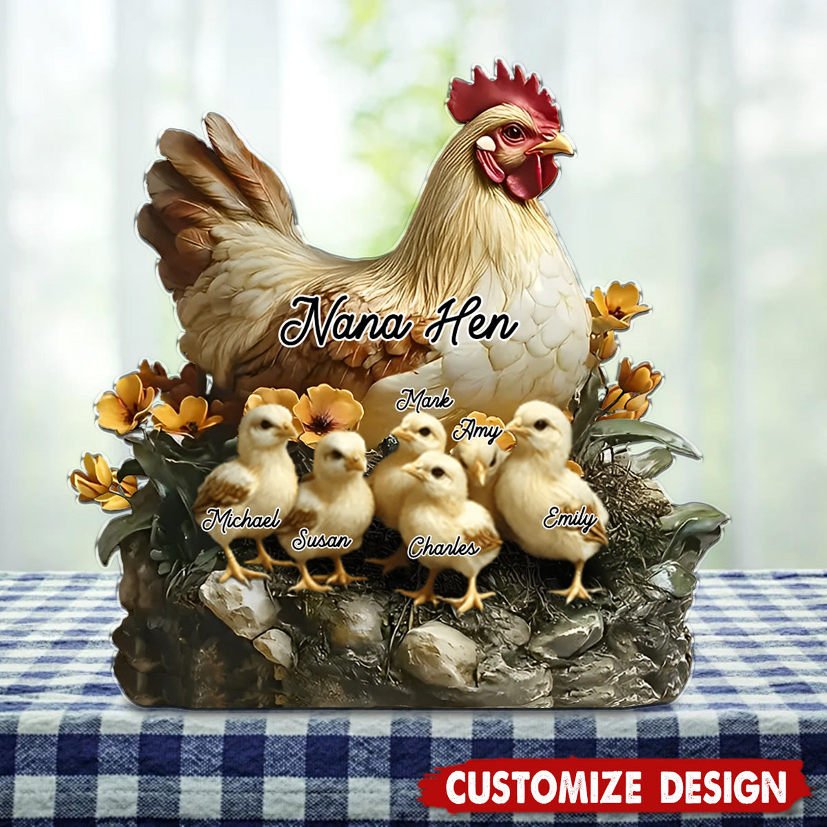 Mama Nana Hen - Personalized Mother Custom Shaped Acrylic Plaque