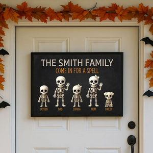 Halloween Funny Skeleton Family Personalized Poster, Halloween Decor