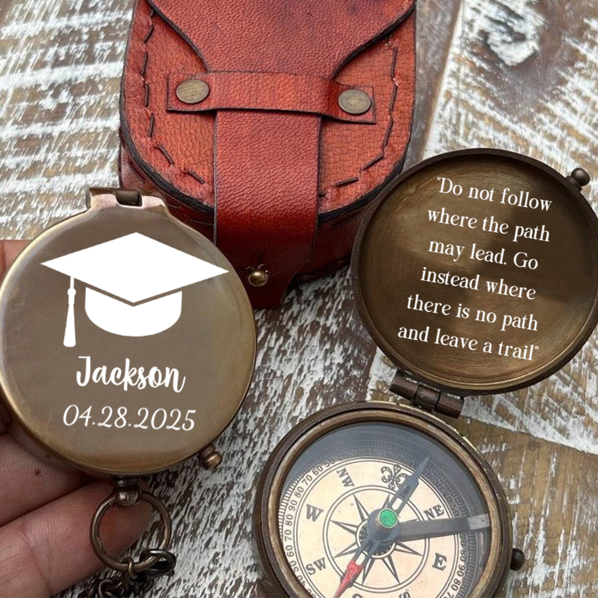 Behind You All Your Memories, Before You All Your Dreams Personalized Compass, Graduation Gift
