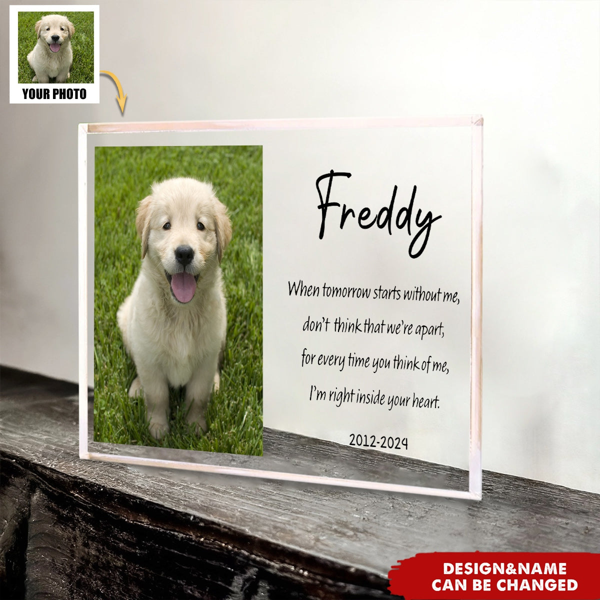 Dog Memorial Gift Photo Keepsake - Personalised Pet Loss Sympathy Plaque