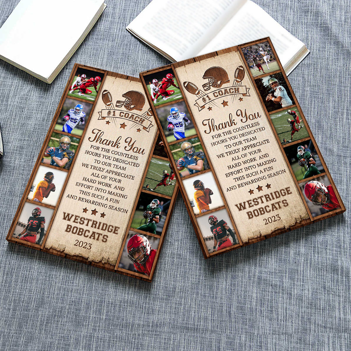 Football Coach Thank You Gift, Photo Collage From Team, Personalized Canvas/Poster