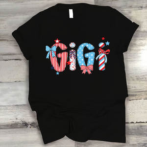 Patriotic Flag Gigi Custom Gigi And Grandkids - Personalized Father T-shirt