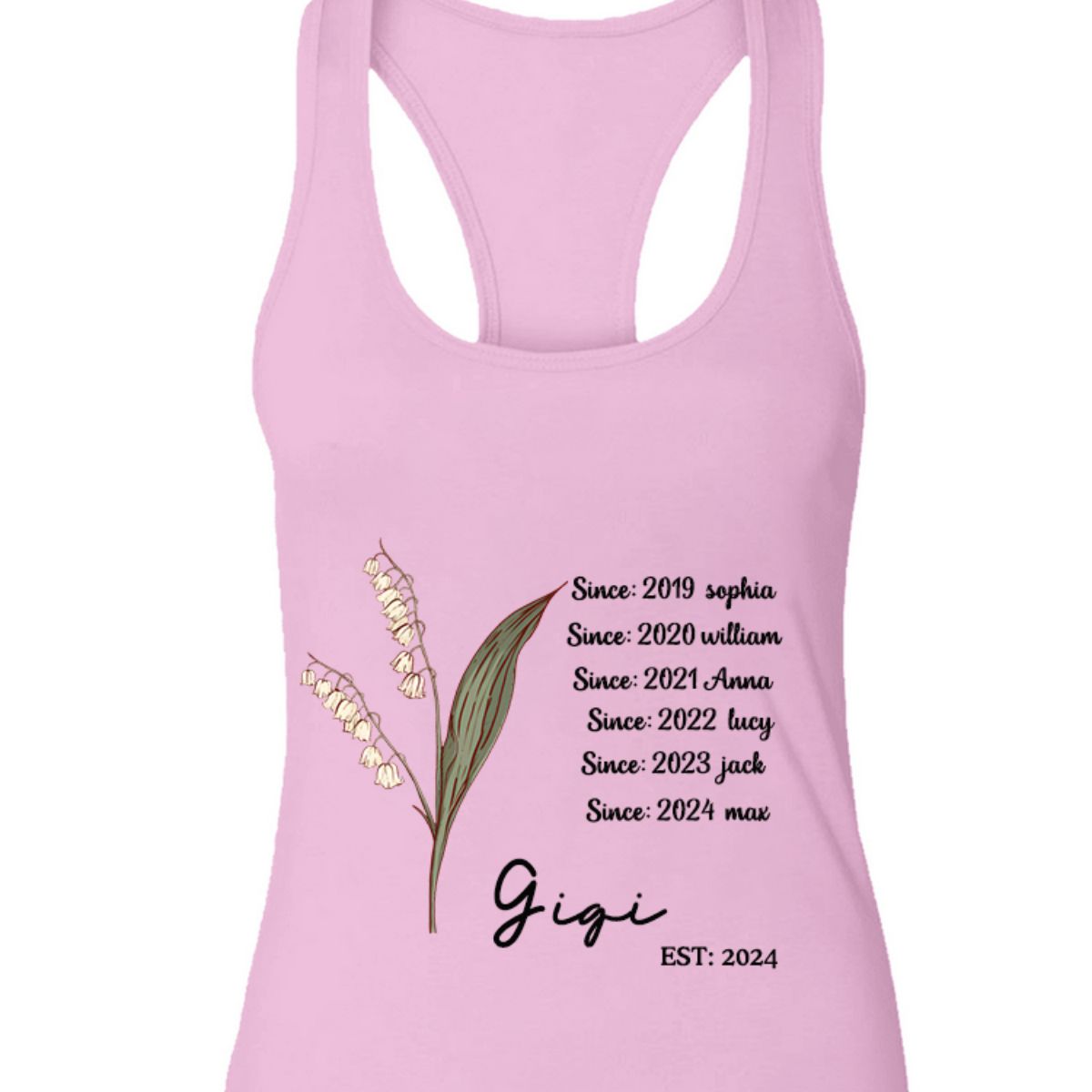 Personalized Custom Grandma Est And Birth Flower Tank top