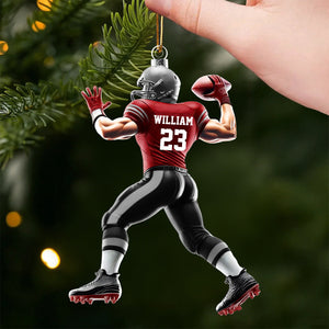 Custom Name and Number Rugby Football Ornament, Christmas Gift for Rugby Football Lover
