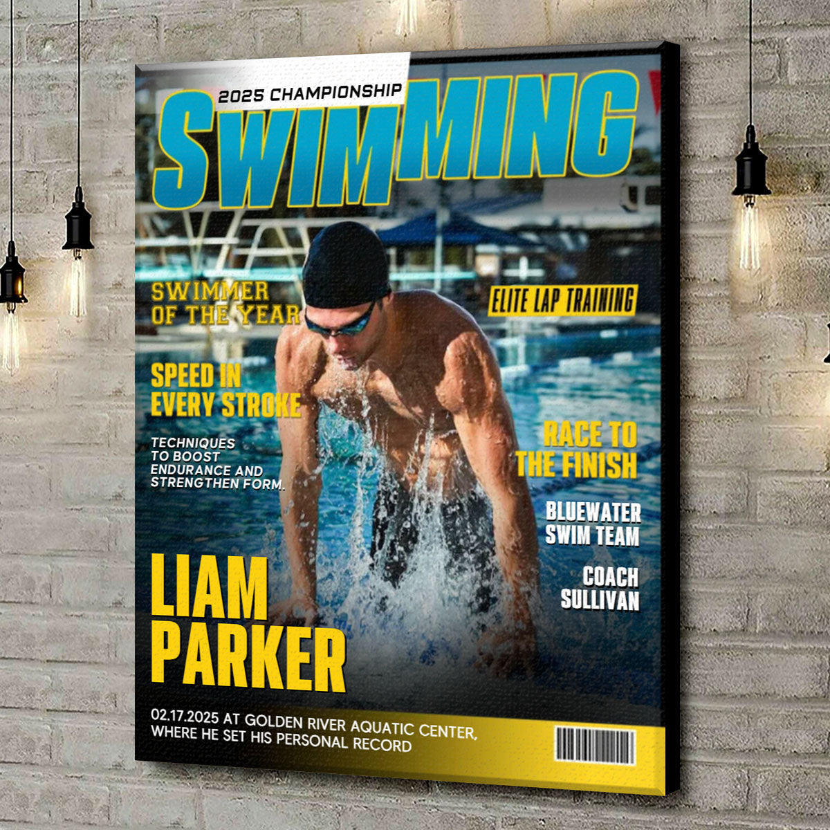 Personalized Swimming Magazine Cover, Custom Swimmer Magazine Cover, Swimming Athlete Gift, Unique Gifts For Swimmers, Swim Team Gifts