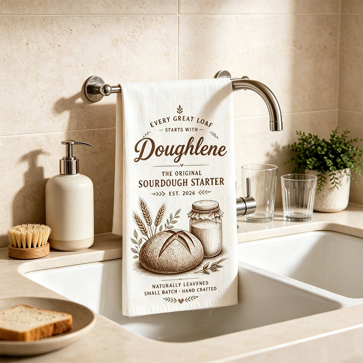 Custom Personalized Sourdough Starter Kitchen Towel – Funny Baking Gift For Bread Lovers
