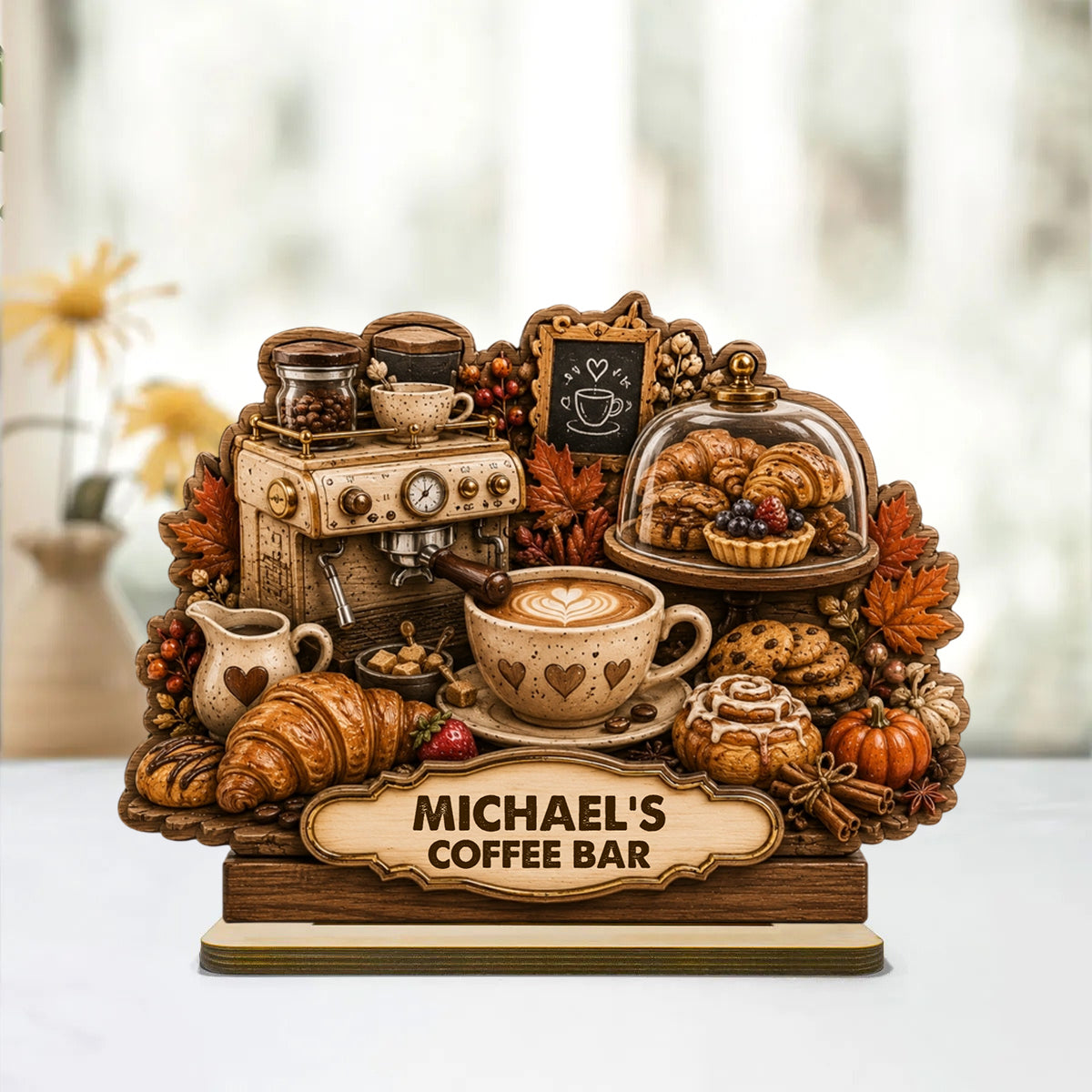 Personalized Coffee & Pastry Bar — Wooden Plaque