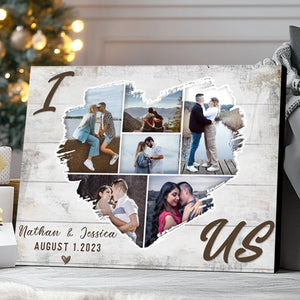 Personalized Couple Heart Shaped Photo Collage Poster,Wedding Anniversary Valentines Gift For Her Him