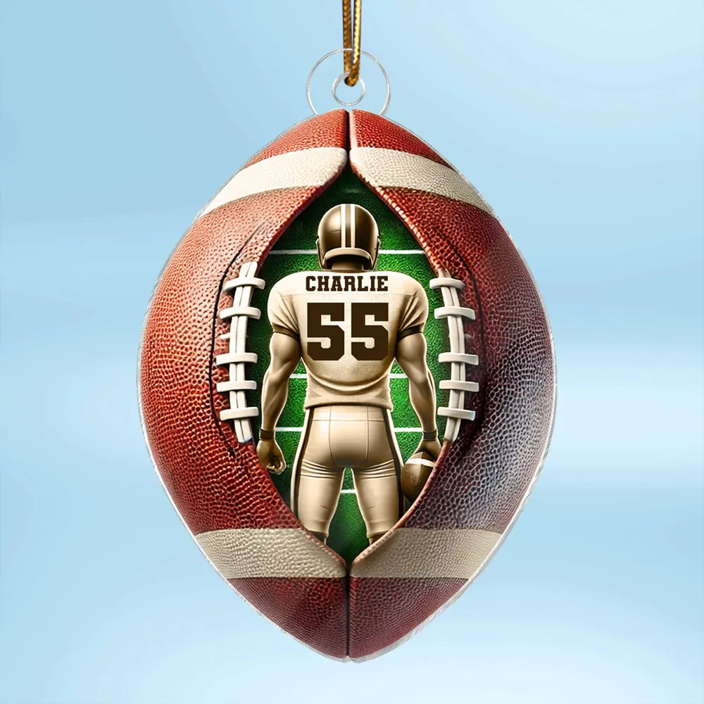 Personalized Football Player Acrylic Ornament, Christmas Gift For Football Players, Football Fans
