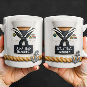 Celebrate Our Navy Heroes With Custom Navy Uniform And Anchor Design, Personalized Custom Coffee Mug