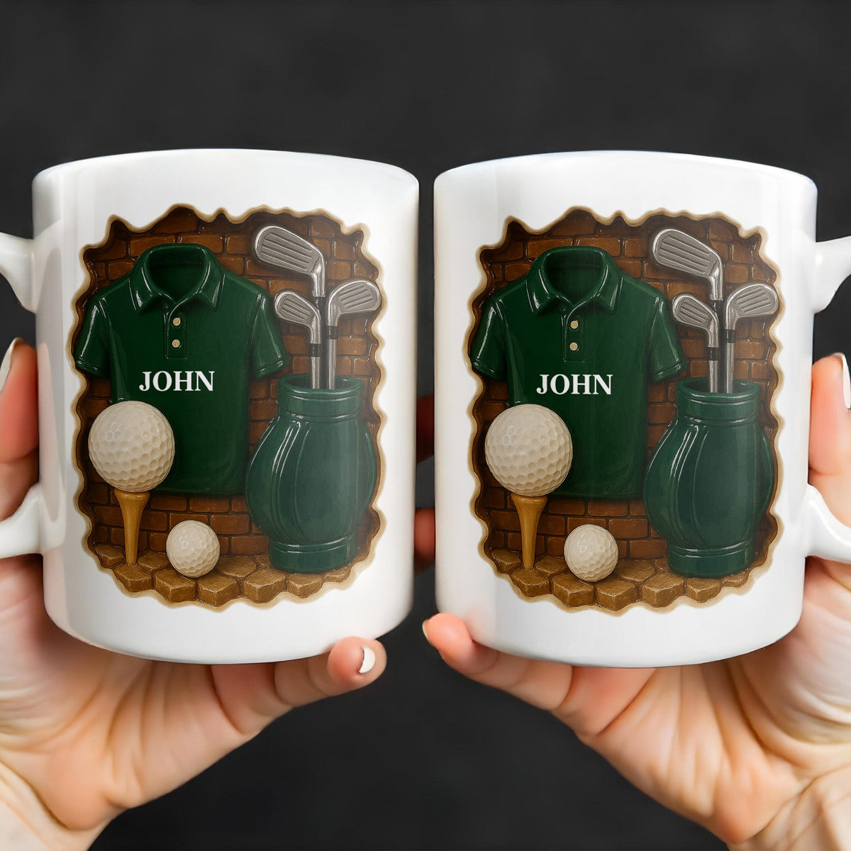 Golf Shirt, Golf Balls, Golf Clubs, Golf Bag - Personalized Mug, Gift For Golf Lovers