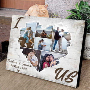 Personalized Couple Heart Shaped Photo Collage Poster,Wedding Anniversary Valentines Gift For Her Him