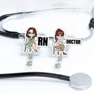 Personalized Cartoon Medical Character Acrylic Badge Reel Title Appreciation Nurse Week Gift for Doctor Nurse Medical Staff