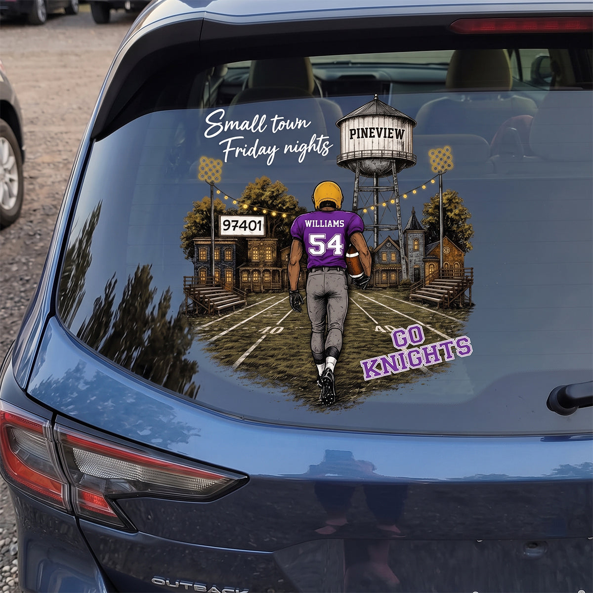 Custom Town Name & Zip Code Car Decal – Personalized Game Day Gift For Football Mom & Mama