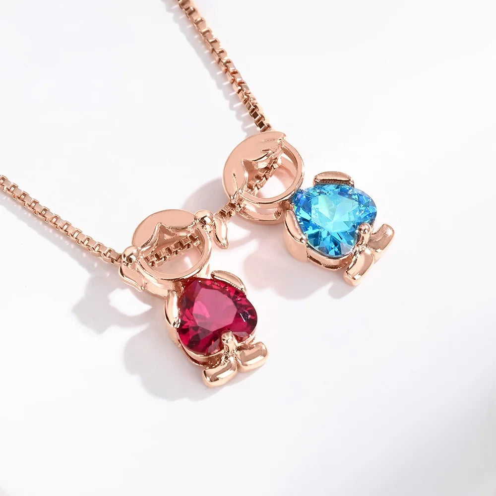 Personalized Boy Girl Charms Birthstone Mom Necklace