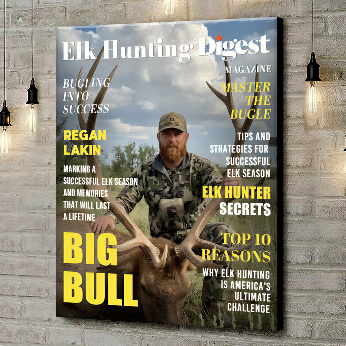 Elk Hunting Digest Personalized Canvas, Custom Photo Elk Hunter Magazine Cover
