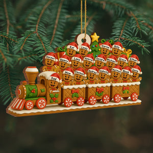 Christmas Express With Cheerful Cookie Passengers, Personalized Custom Wood Ornament