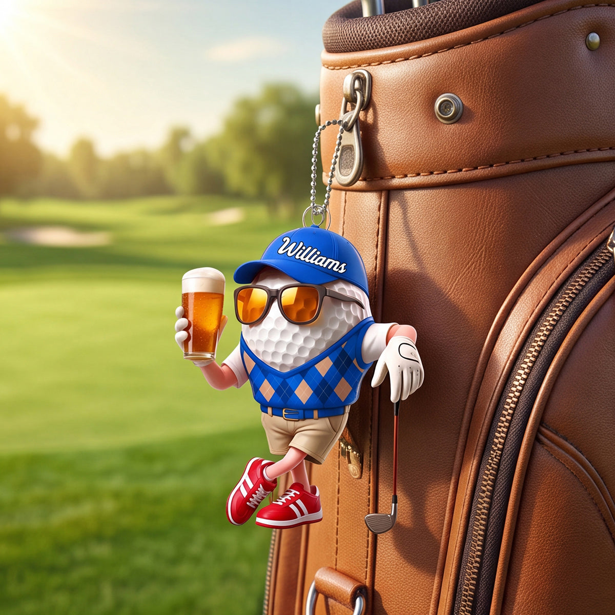 "Beer & Golf" – Personalized Keychain | A Fun Gift For Golf Lovers