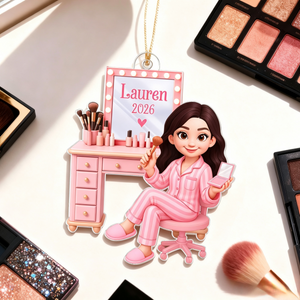 Personalized "Pink Girl Makeup" Acrylic Ornament – Christmas Gift For Daughters & Granddaughters