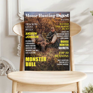 Moose Hunting Digest Personalized Canvas, Custom Photo Moose Hunter Magazine Cover, Hunting Lover Gift