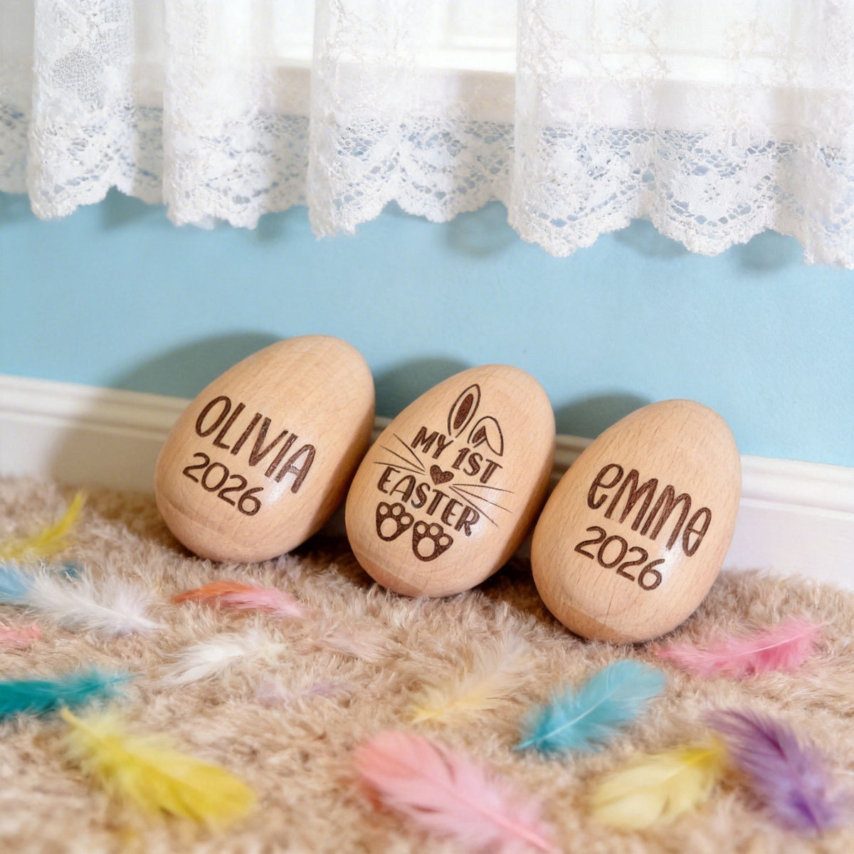 Personalized Wooden Egg Shaker | Engraved Baby Egg| Easter Basket Filler | My 1st Easter