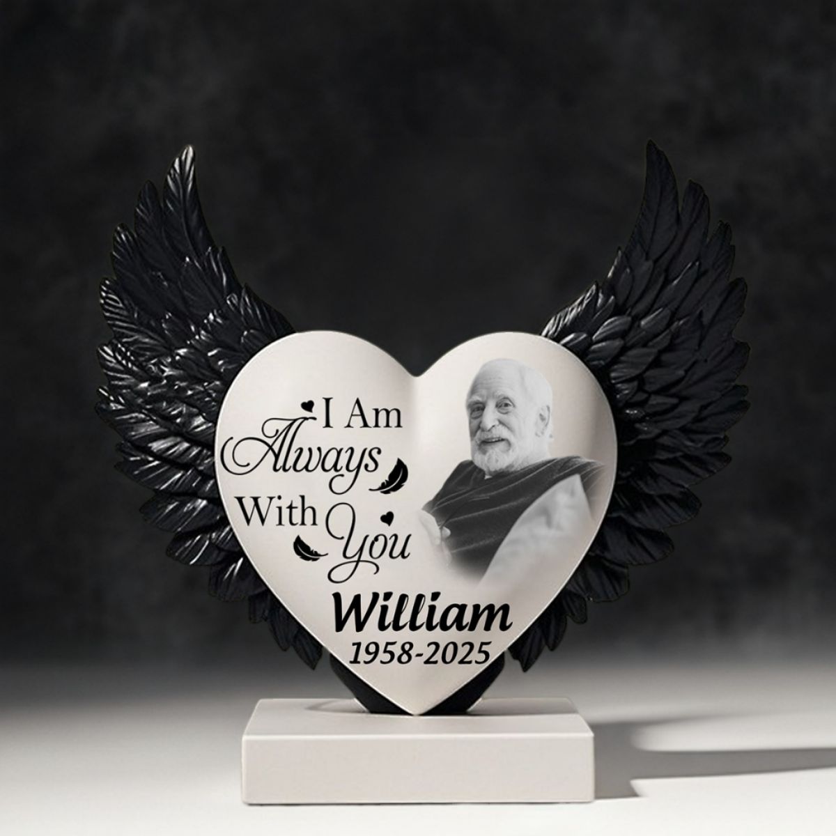 I am Always with You - Personalized Memorial Custom Heart Wings Shape Acrylic Plaque