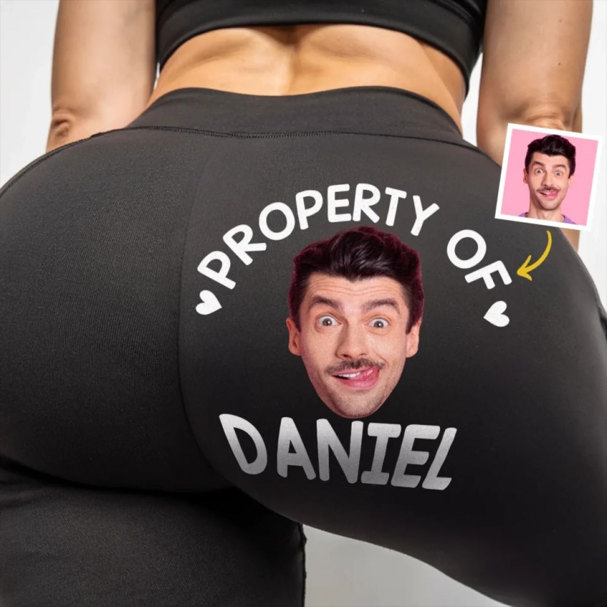 Custom Photo Property Of Me, Handle Like A Queen - Personalized Custom Women Leggings - Gift For Wife, Anniversary