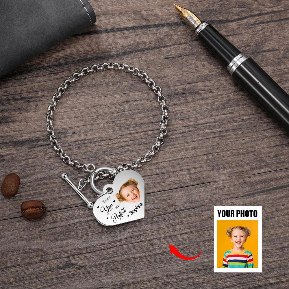 Personalized Engraved Heart Bracelet To me you are perfect - For Mom/Grandma