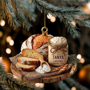 Personalized Name Baking Christmas Ornament Custom Acrylic Bread Flour Jar Holiday Tree Decoration