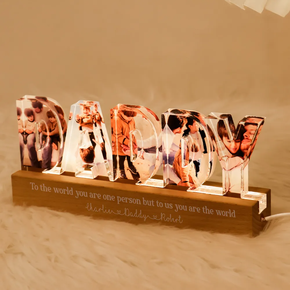 Daddy To Us You Are The World Photo Collage - Personalized LED Night Light