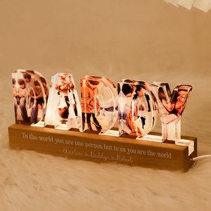 Daddy To Us You Are The World Photo Collage - Personalized LED Night Light