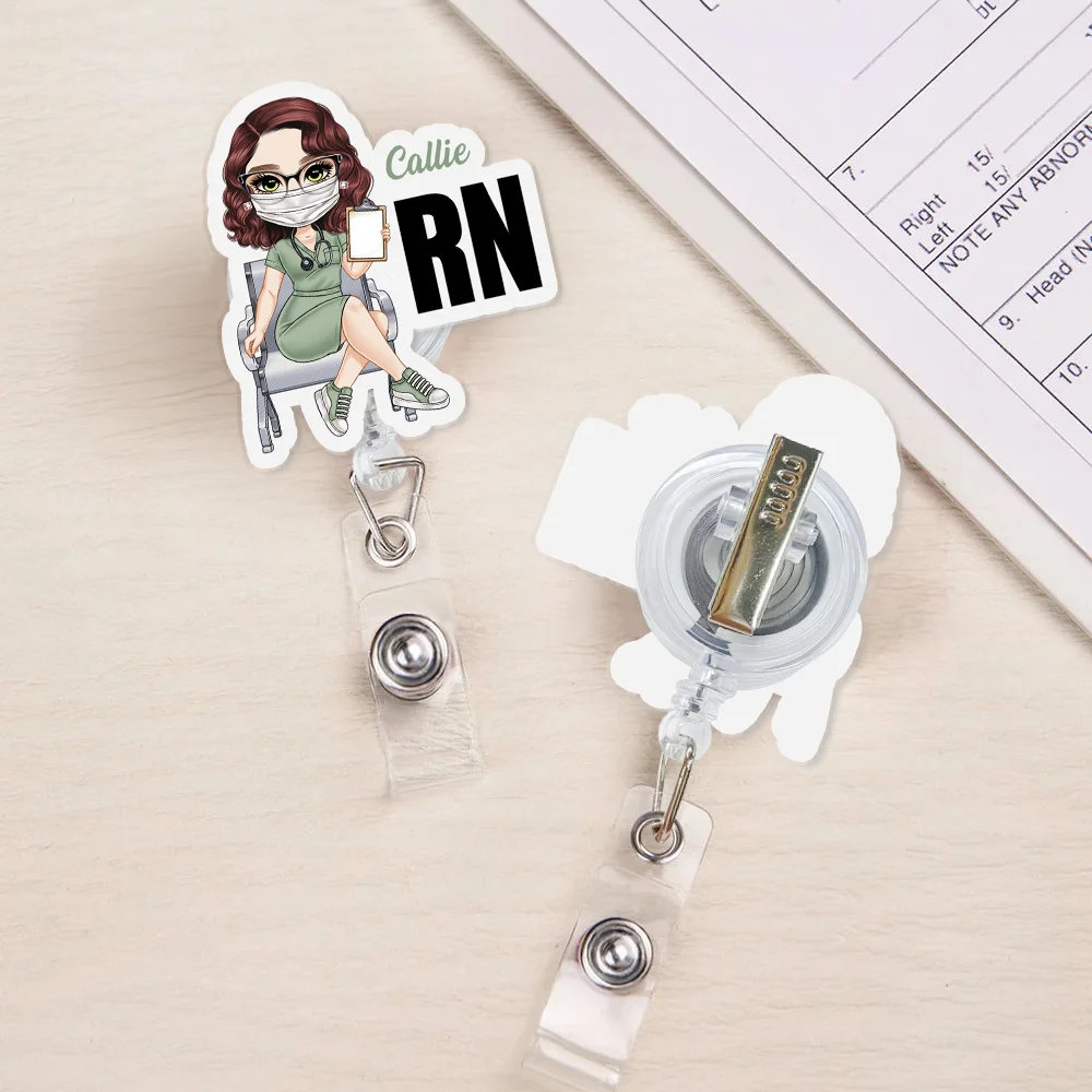 Personalized Cartoon Medical Character Acrylic Badge Reel Title Appreciation Nurse Week Gift for Doctor Nurse Medical Staff