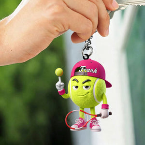 Balancing Ball On Finger Tennis Keychain Personalized Cool Tennis Ball Mascot Keychain