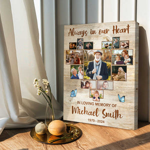 IN LOVING MEMORY OF-Personalized Memorial Collage Photo Canvas/Poster