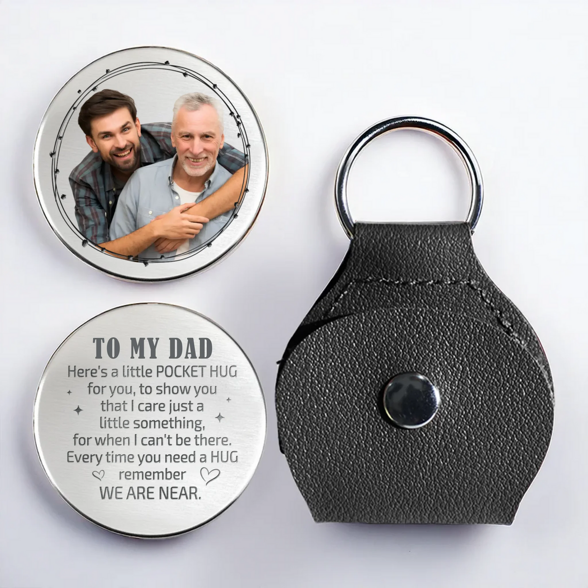 Always By Your Side - Family Personalized Photo Pocket Hug Gift For Dad, Grandpa