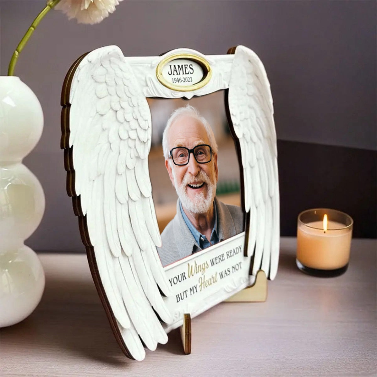 Your Wings Were Ready But My Heart Was Not Personalized Wooden Photo Plaque