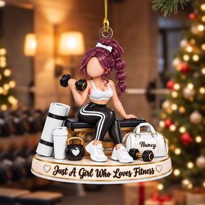 Personalized Fitness Girl Christmas Ornament – Custom Name Gym Keepsake | Gift For Workout & Weightlifting Lovers