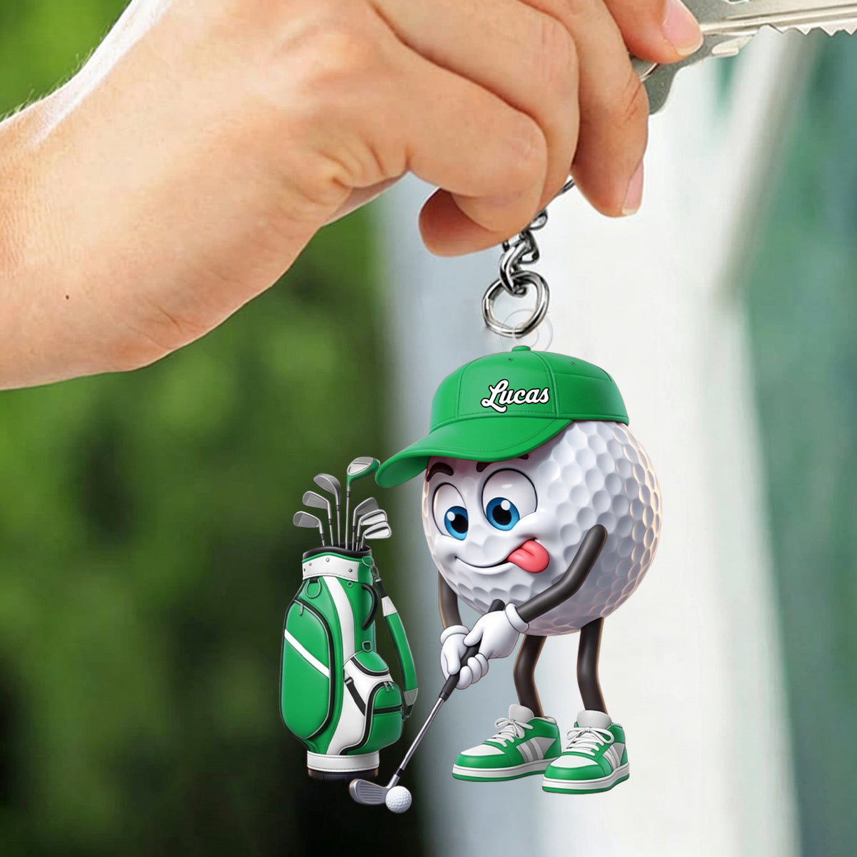 Personalized Cute Golf Ball Mascot Keychain – Cartoon Golfer Keyring Gift For Golf Lovers