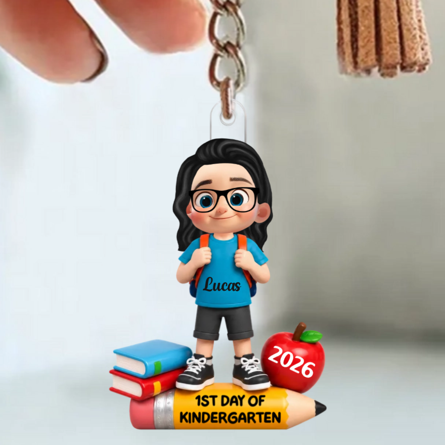 Personalized 1st Day Of Kindergarten Acrylic Keychain – Back To School & Christmas Keepsake For Kids