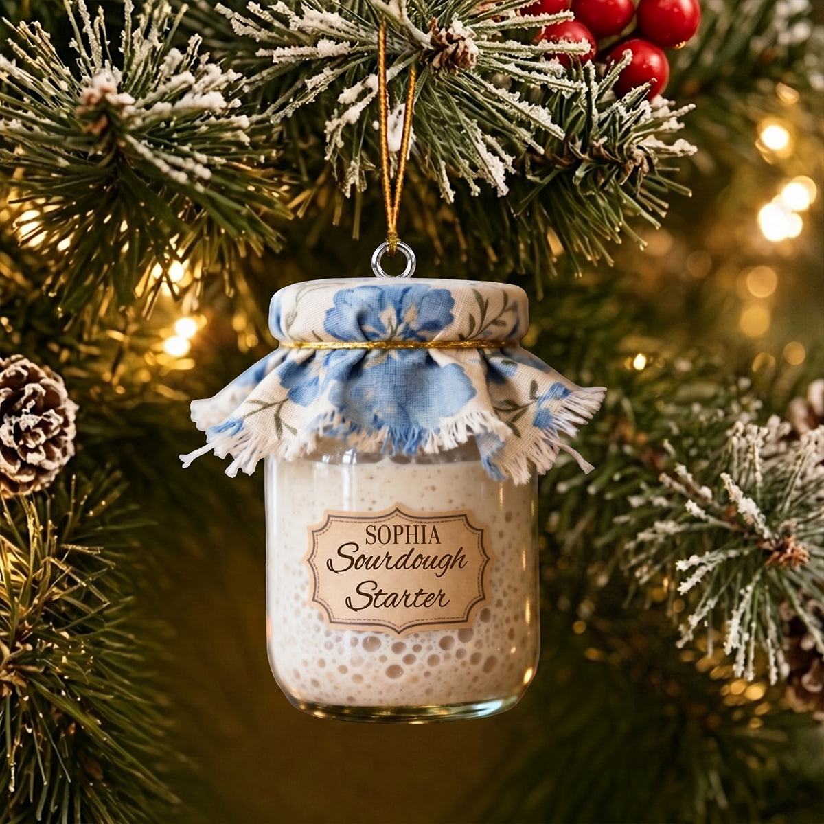 Custom Personalized Sourdough Starter Ornament – Kitchen Baking Decor | Christmas Gift For Sourdough Lovers & Bakers