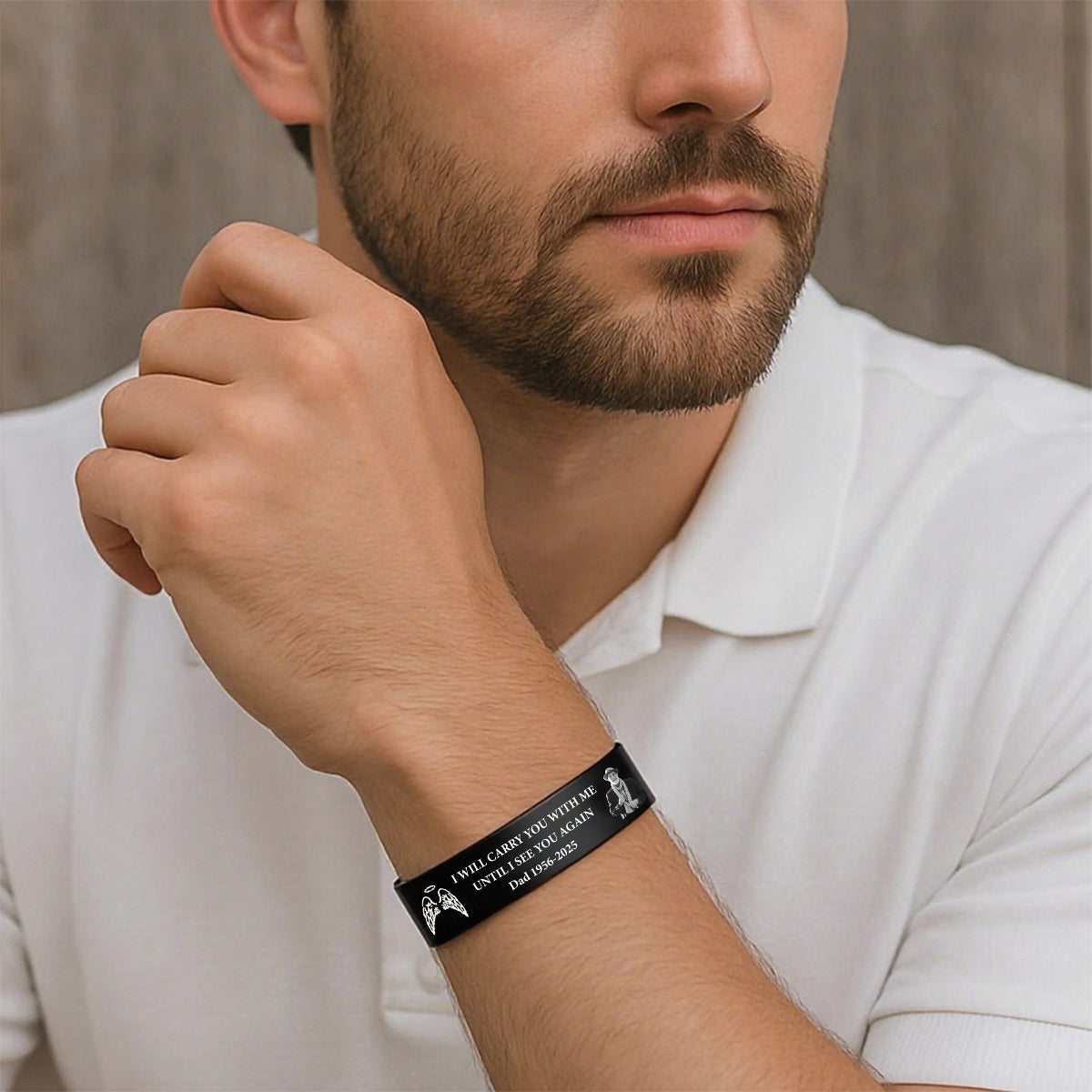 Personalized Memorial Bracelet with Custom Photo & Engraving – "In Loving Memory" Gift