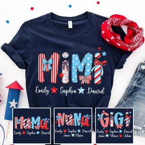 Patriotic Flag Gigi Custom Gigi And Grandkids - Personalized Father T-shirt