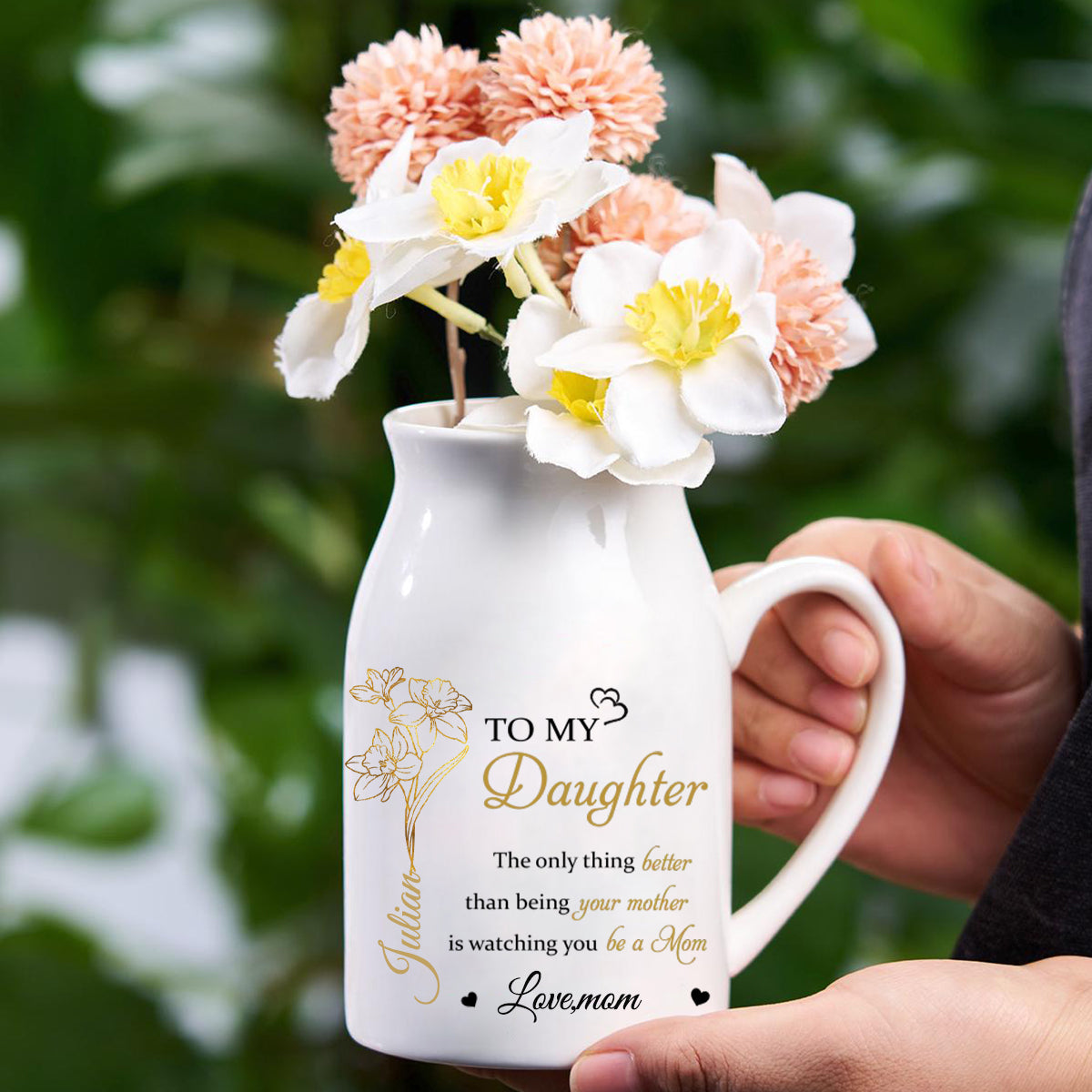 Personalized Custom Home Decor Flower Vase - House Warming Gift For Daughter, Granddaughter