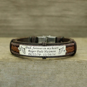 Memorial Wings Bracelet Forever in my Heart, Personalized In Memory of Bracelet, Loss of Loved One
