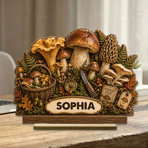 Personalized Mushroom Cluster Shape Wooden Plaque,Gift for Nature lovers,Foragers
