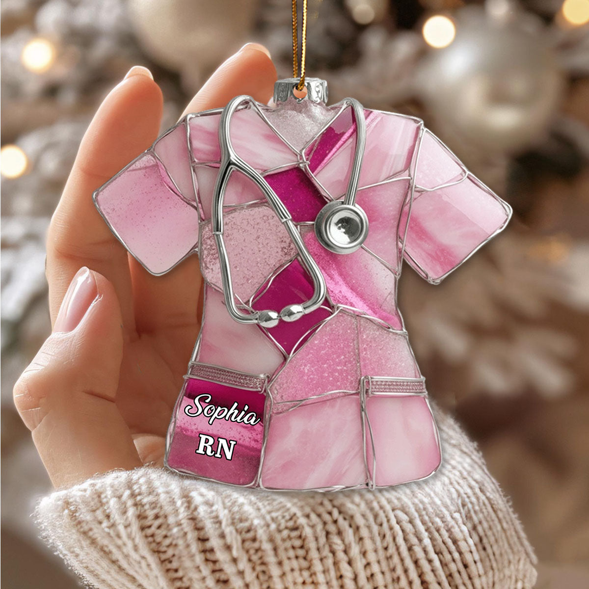 Sea Glass Nurse Scrub - Personalized Nurse Ornament