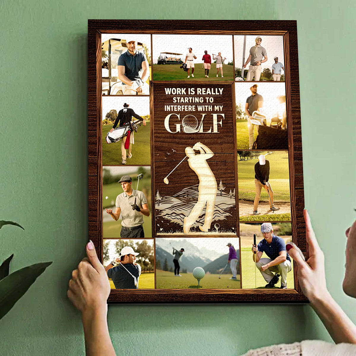 Personalized Golf Photo Collage Canvas Poster, Golf Gift For Men, Golf Lovers, Golf Player
